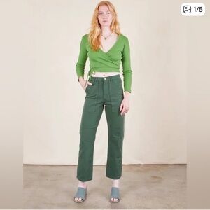 Green High-Rise Straight Leg Pants - Women's